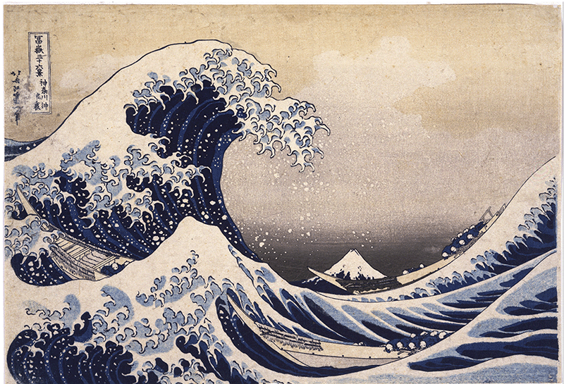 Hokusai de grote golf houtsnede 19de eeuw