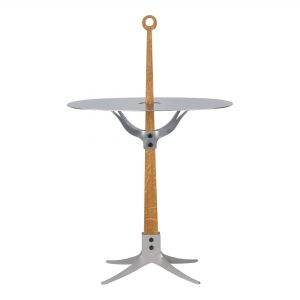 THE ORE SIDETABLE - eikenhouten stam met Silvercoat blad en voet