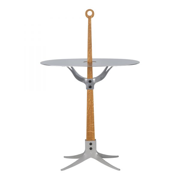 THE ORE SIDETABLE - eikenhouten stam met Silvercoat blad en voet