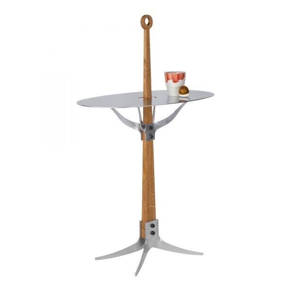 The Ore Sidetable eikenstam en Silvercoat blad en voet