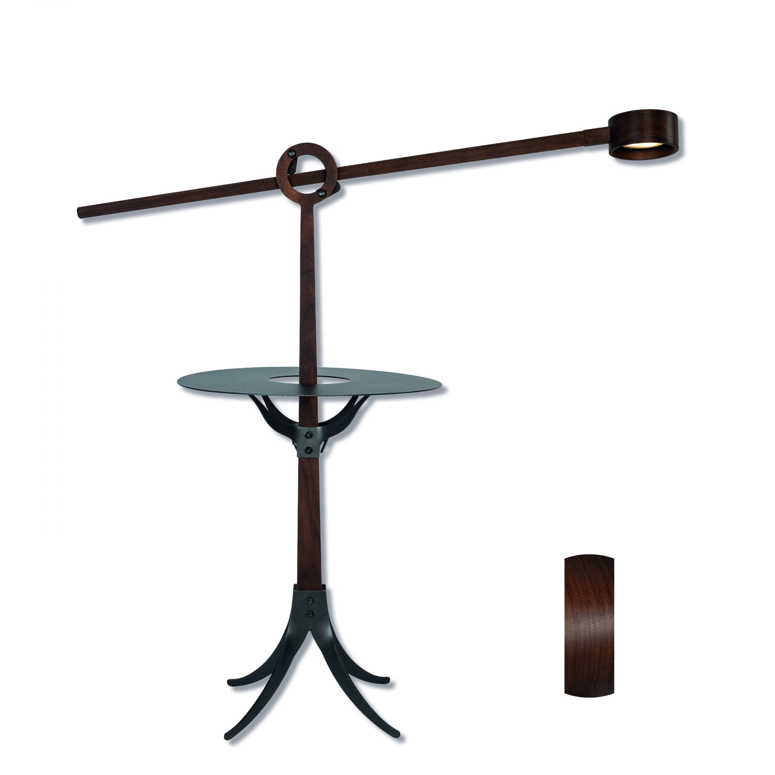 The Ore Lunar Harmony notenhout en antraciet leeslamp en tafeltje in 1 -lamp horizontaal